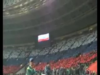 match russia - england. anthem. performed by 80,000 people.